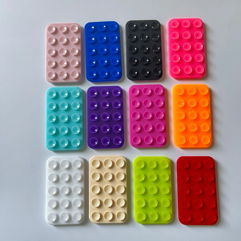 Both Side 15 Silicone Suction Pads Cell Phone Holder Anti Slip Silicone Adhesive Mobile Back Suction Holder