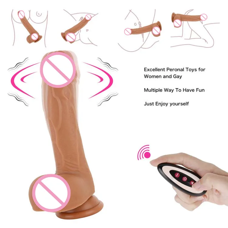 factory price thrusting bendable wriggling vibrator raised veins textured balls strong cup vibrating SILICONE DILDO for Women