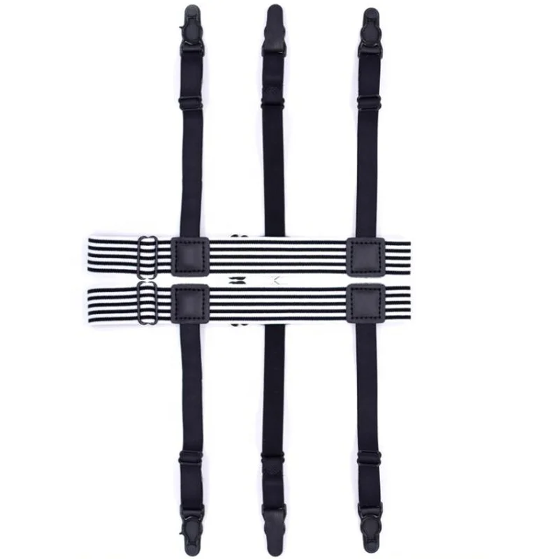 high quality black and white striped hoist buckle shirt garter belt suspender for men