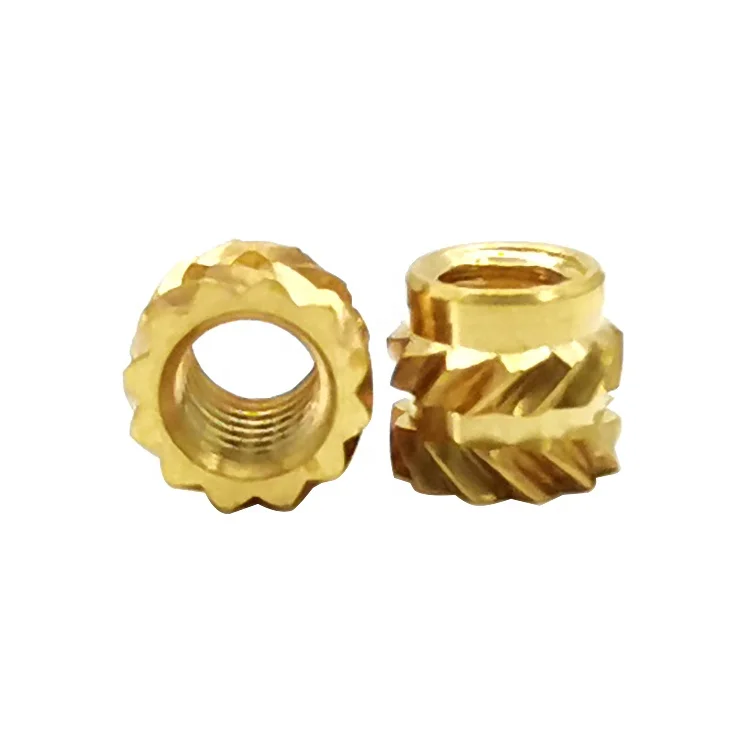 Dongguan high quality factory customized M2 M3 M4 M5 M6 M8 M10 brass nut knurled threaded insert nuts for plastic
