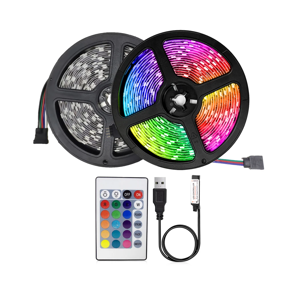 USB  5050 SMD DC5V Flexible LED Lamp Tape Ribbon RGB 1M 2M 3M 4M 5M Desktop Screen LED TV Backlight Diode Tape LED Strip Lights