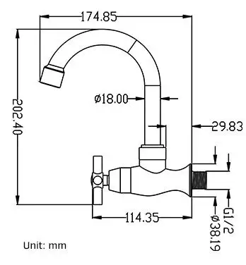 Modern Classic Chrome Kitchen Faucet Single-Hole ABS Valve Mount with Polished Surface Water Tap 500 G1/2 Easy Wall Installation