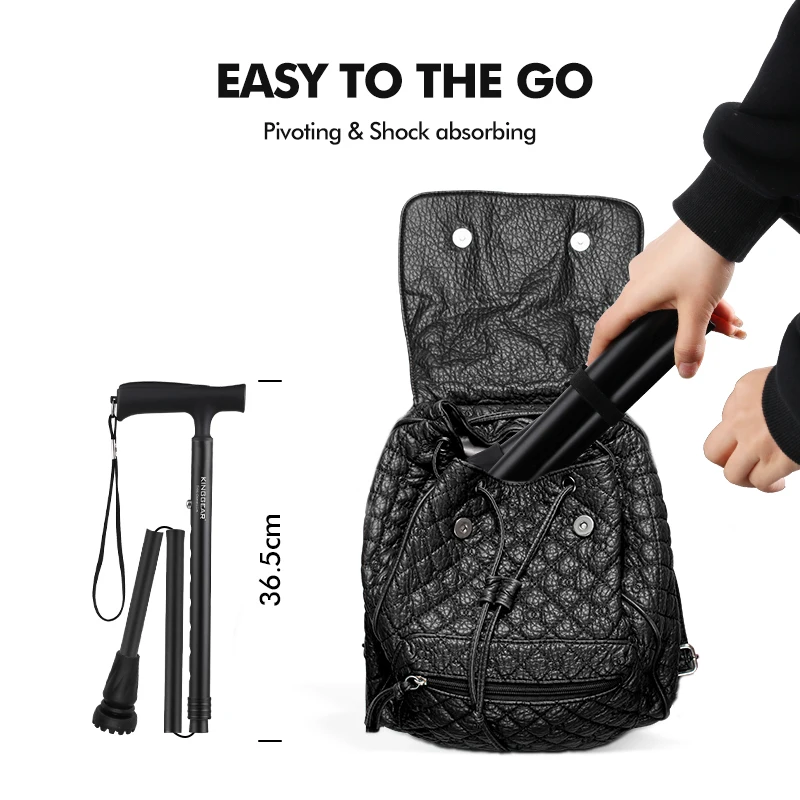 KingGear 4-Section Foldable Adjustable Lightweight Aluminum Walking Cane Stick Custom Colorful Walking Cane for Men Women