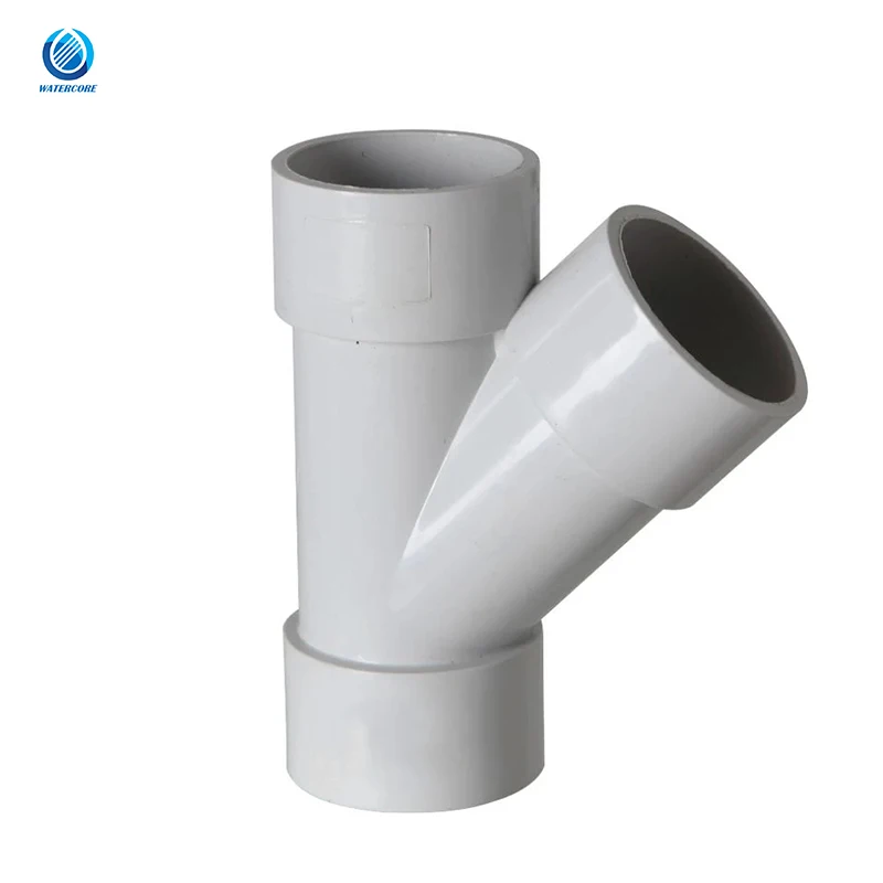 China Factory Good Quality AS/NZS1260 Standard UPVC PVC DWV Drainage Water Pipe Fittings 45 Deg Junction 100*50MM and100*65MM