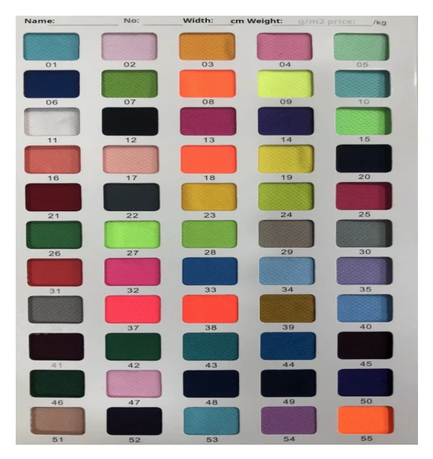 Bird Eye Cloth Sports T-Shirt & Quick-Drying Shorts Fabric 168 Colors Porous Wiping Towel Breathable Mesh Knitted for Girls