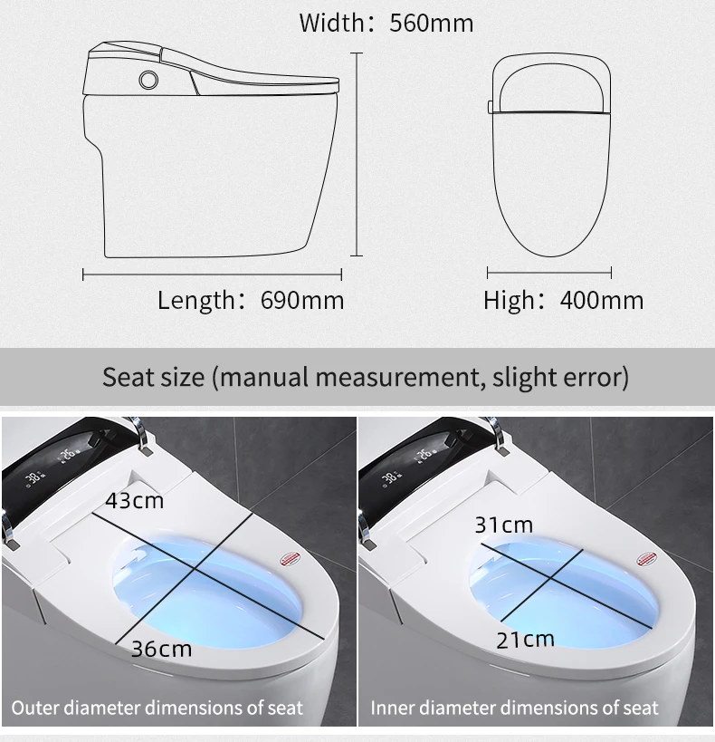 Fully automatic 110V/220V hotel one piece sanitary self clean bathroom wc electric bidet closestool intelligent smart toilet