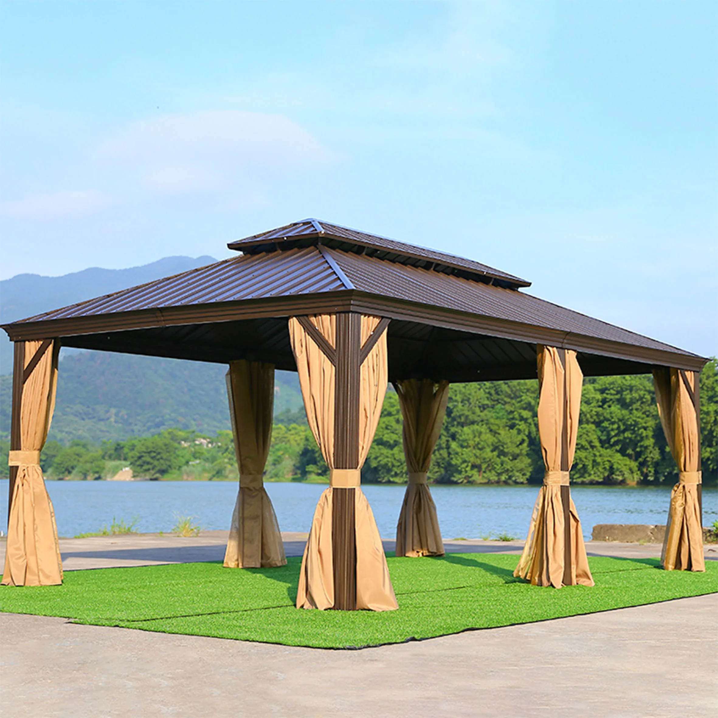 Wholesale Remote Control Grey Sun,Opening Roofs Motorized Gazebo Awning Louvered Pergola Aluminium/