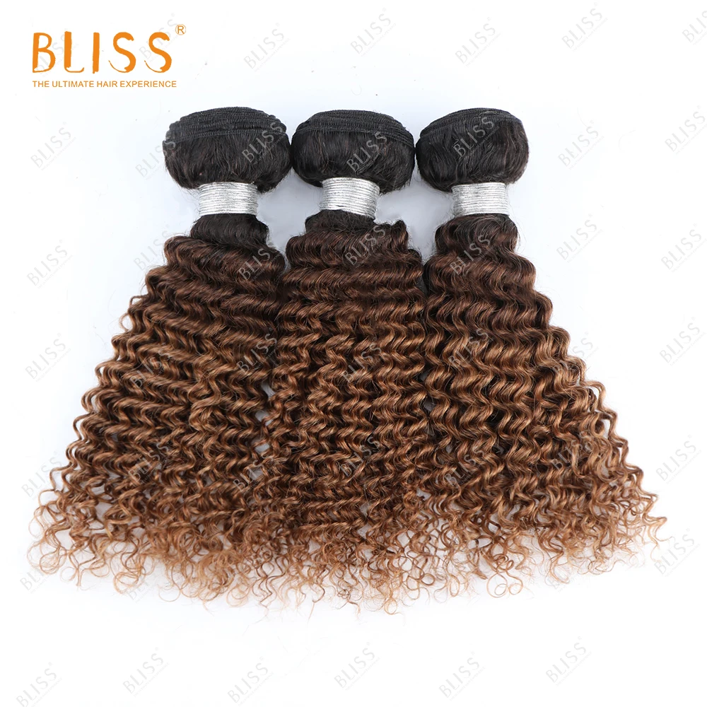 Bliss Color Hair Bundles T1b-4-30 Kinky Curly Bundles Virgin Cuticle Aligned Human Hair Peruvian Hair Wholesale