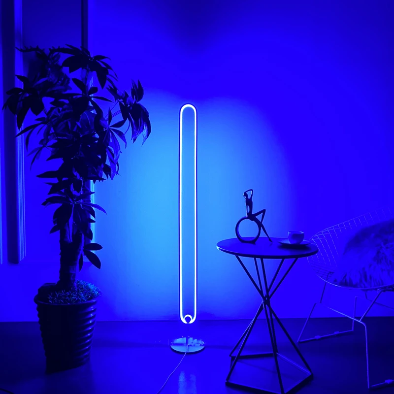 Modern Bedroom Nodic Remote Rgb Color Changing Dimmable Floor Light Minimal Vertical Led Standing Corner Floor Lamp