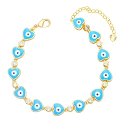 New Product Hot Selling Jewelry Trendy Turkey Evil Eyes Engraved Heart Shaped Women Bracelets