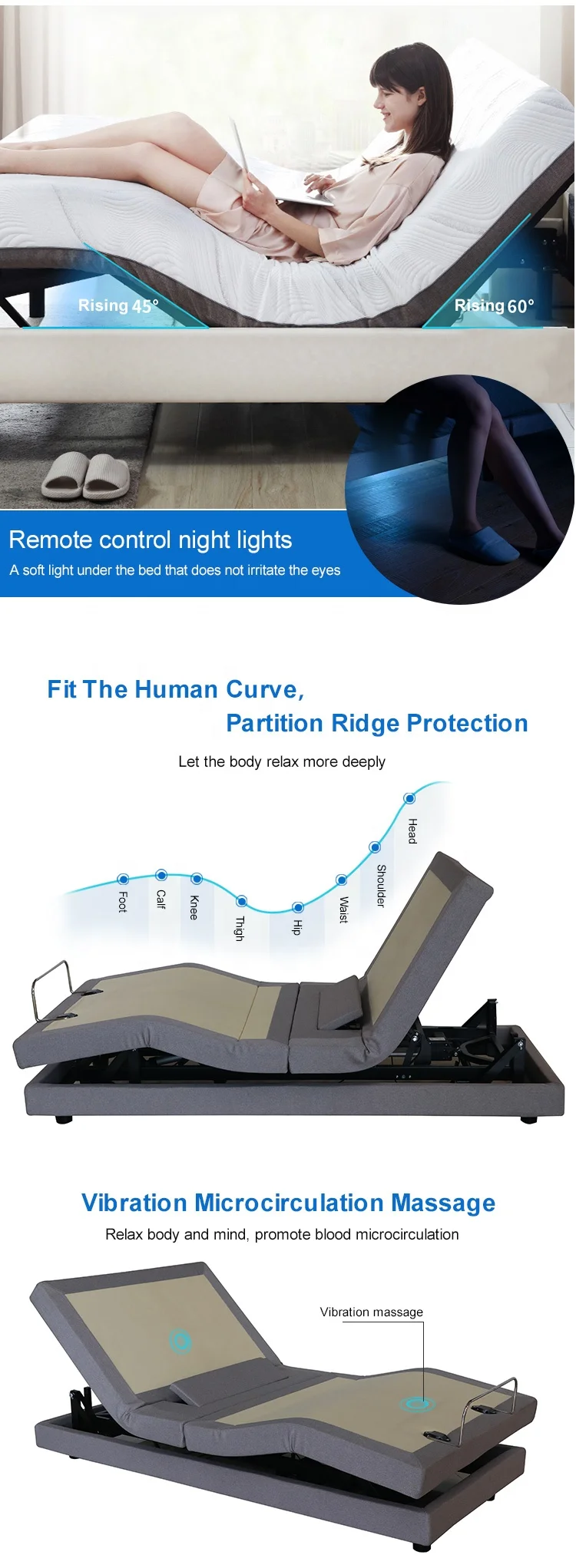 
Free Design H021 ce iso zero ground manual adjustable bed cheap 