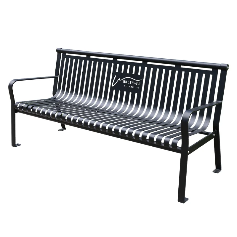 custom outdoor furniture slatted steel bench seating outside park street metal bench seat public garden patio iron bench chair