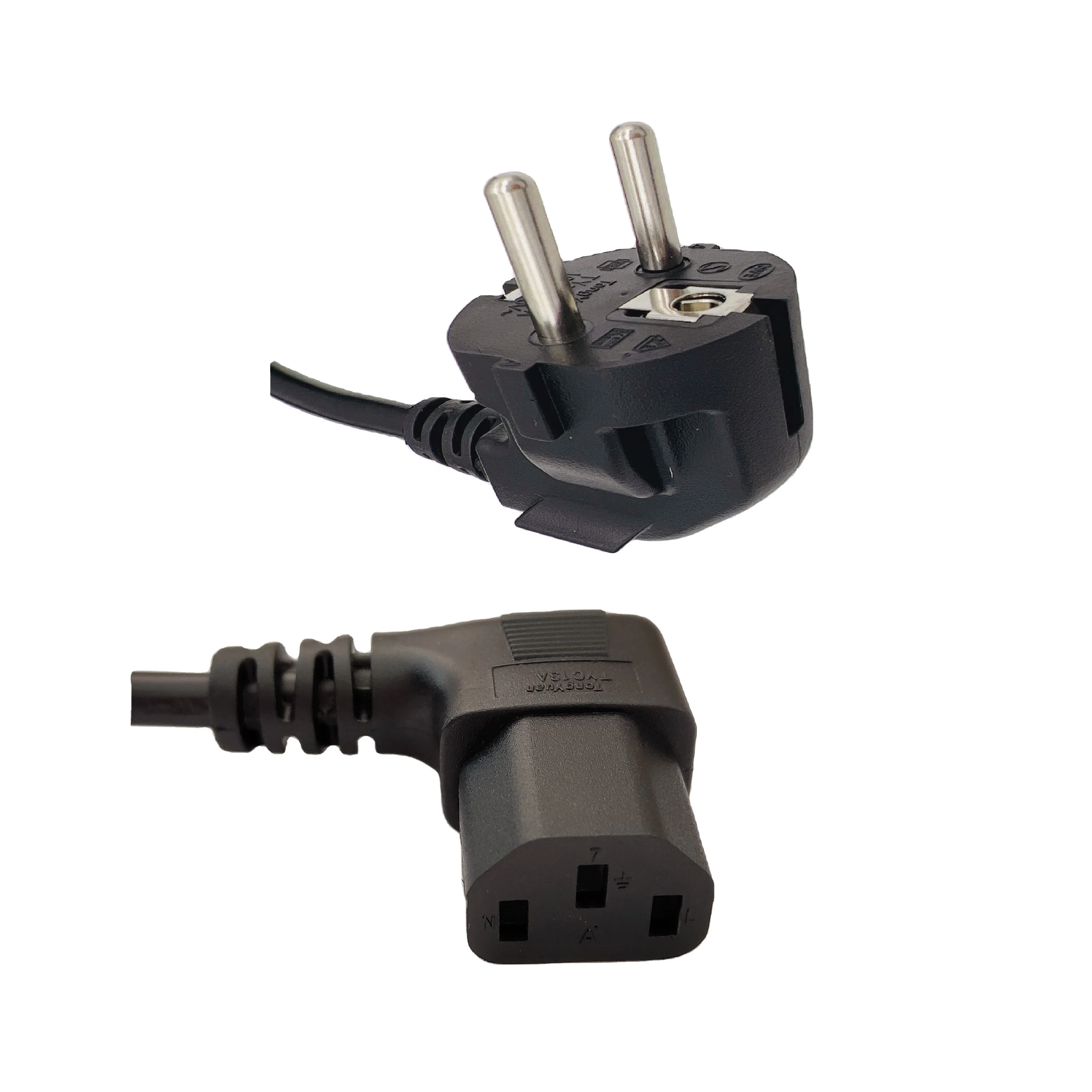 High-quality well-known brand factory Eu 10A 3pin plug TO C13A  Angle connector H03VV-F or H05VV-F power cord