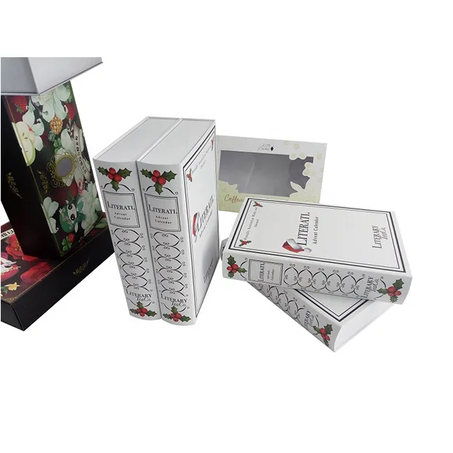 
Christmas advent calendar paper gft packaging box custom printed bookshaped calendar box 