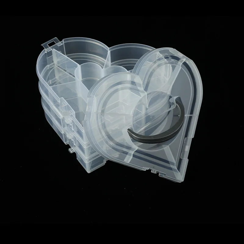 Fashion Design Large Love Heart Three-layer Multi-grid Jewelry Box With Portable Rubber Band Hairpin Storage Desktop