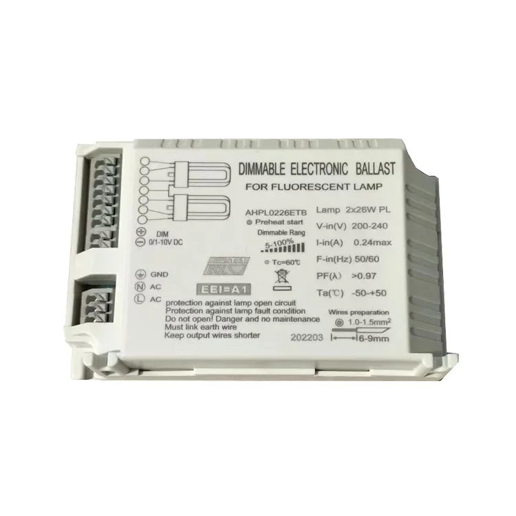 DC 0-10V DALI electronics Dimmable ballast 2X13W 2X18W 2X26W 2X42W for PL-L PL-C PL-T fluorescent Tube