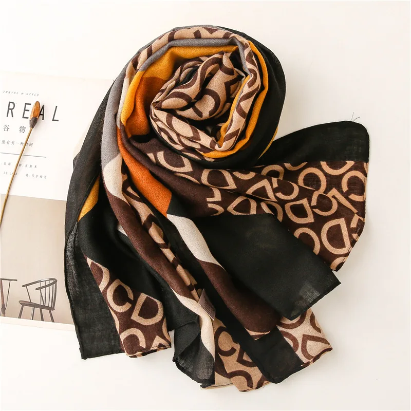 Wholesale Lightweight Scarves With Nice Letter Patterns Long Shawl Thick Warm Scarves Women Winter Scarf