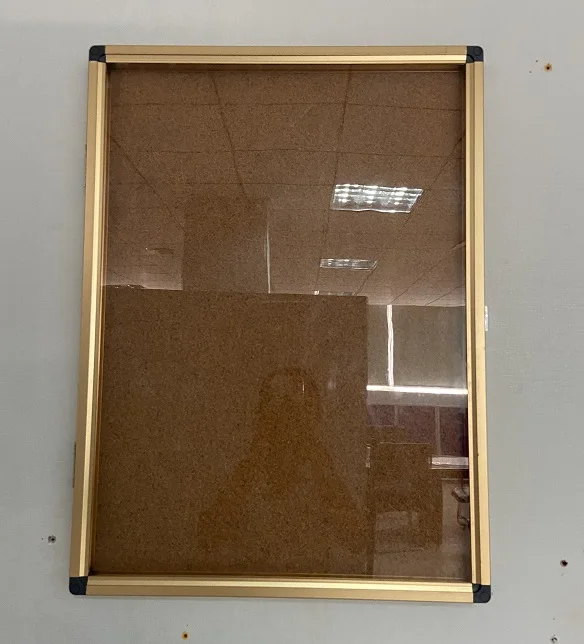 lockable custom size cork pin board with acrylic door, display cabinet