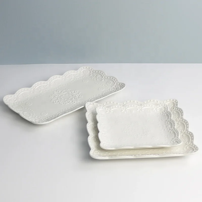 Ceramic Plate  Tableware Dish For wedding Party Restaurant Dinner Dessert Tray Dishwasher & Microwave Safe Rectangle Plate