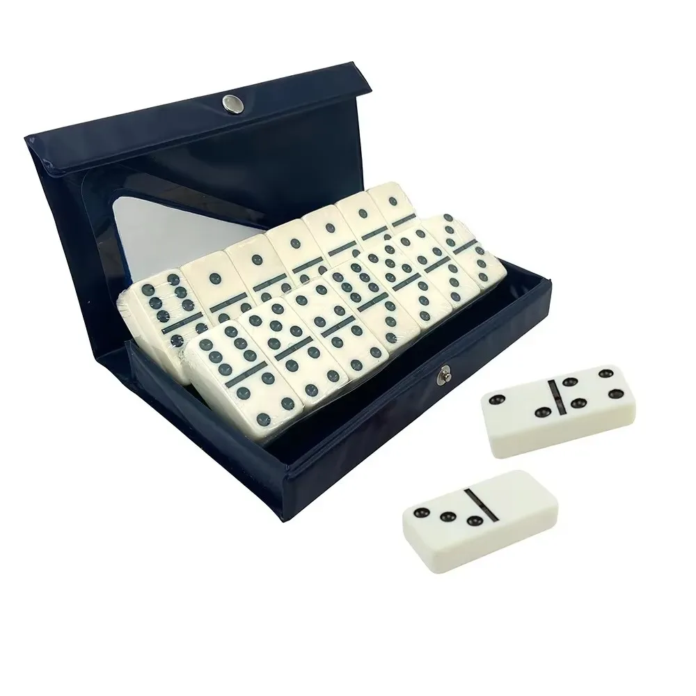 Customization Colored 28 Pcs Luxury Domino Game Set Double Six Dominoes Melamine Dominoes Set