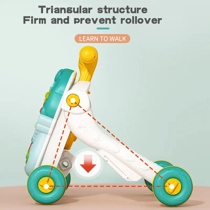 2023 New 4 In 1 Infant Game Table Multifunctional Push Car Toddler Baby Walker