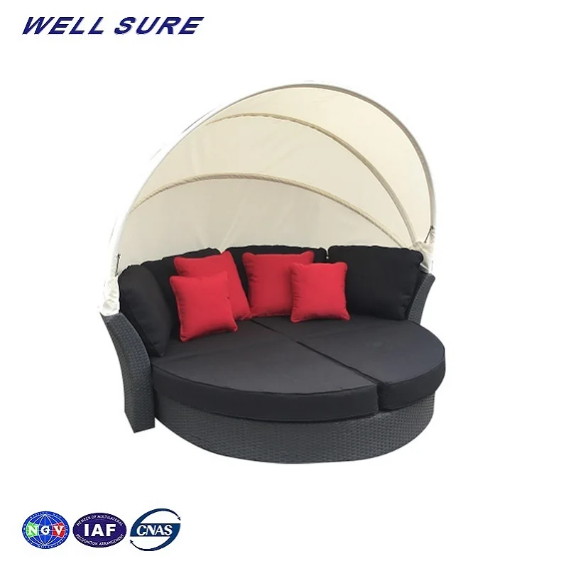 OEM Acceptable Natural Rattan Waterproof Patio Wicker Day Bed Furniture