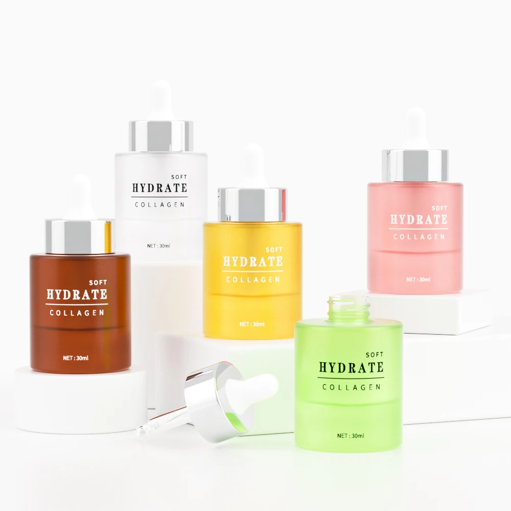 5ml 10ml 15ml 20ml 30ml 50ml 100ml silk-screen printing matte green pipette glass essential oil dropper bottles