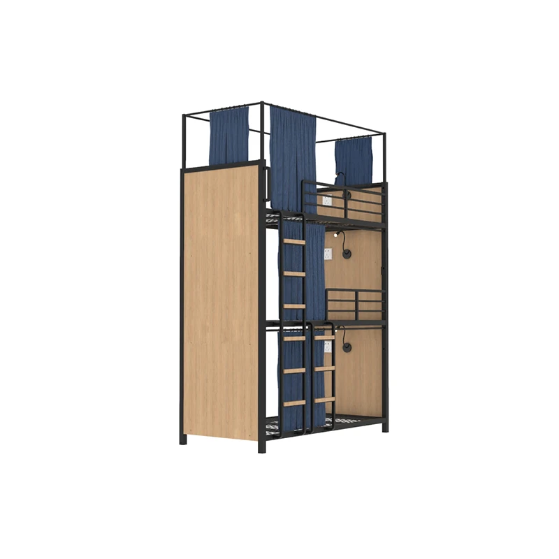 Heavy metal customizable OEM triple dormitory bed loft school apartment 3 people 3 layers steel bunk bed