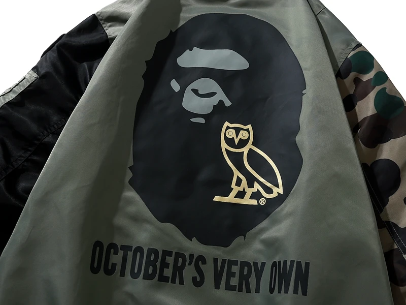 2024 Embroidered streetwear custom sweatshirt bapees jack High quality bathing ape ovo basketball jacket coats for men Owl Camo