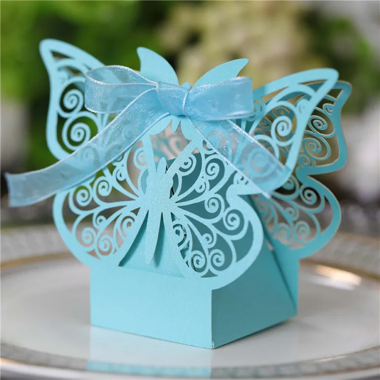 Wholesale ribbon Big butterfly paper craft box wedding Gift Packaging sweet Candy Boxes