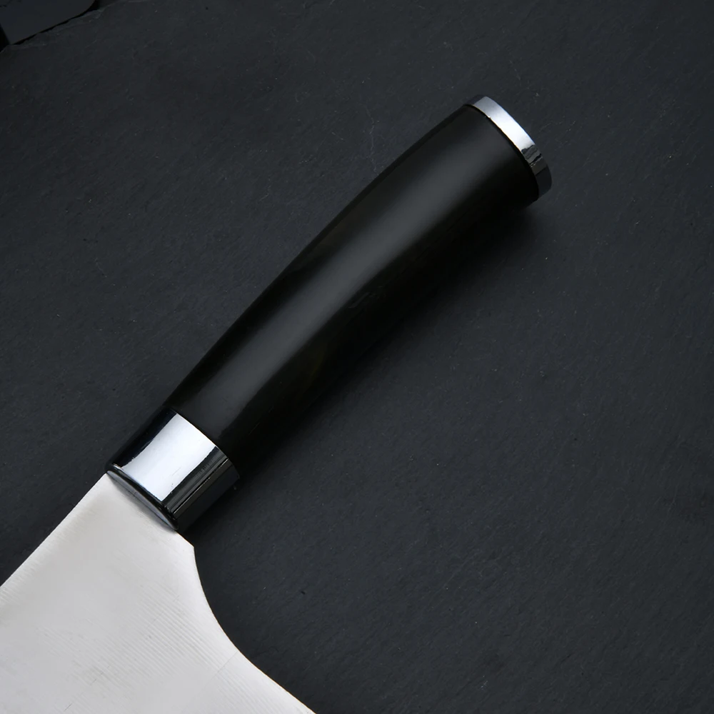 Modern Design High-Quality Black Handle Professional Stainless Steel 6pc Kitchen Knife Set with Scissors and Stand