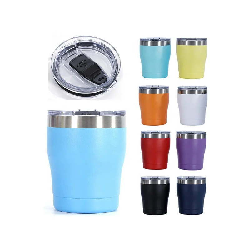 Double walled 10oz stainless steel tumblers insulated coffee mugs with lid stainless steel milk cup