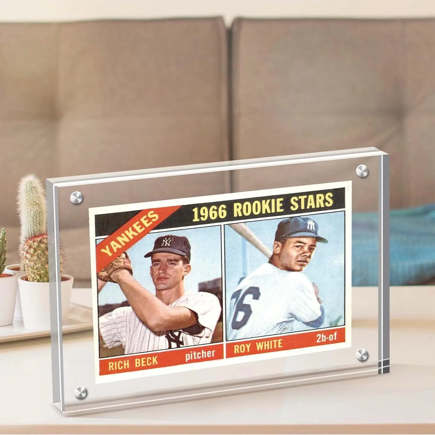 Acrylic Card Display Frame, Magnetic Trading Card Display Frames Desktop Display and Protector - 2 Sets Black