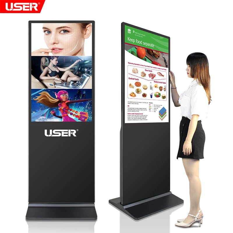 32/43/49/55 Inch Indoor Floor Stand Vertical 4K wireless Advertising Player Totem Touch Screen Kiosk Display LCD Digital Signage
