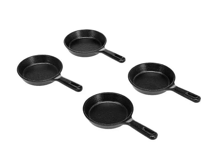 Pre-Seasoned 3.5-Inch Cast Iron Skillet Set for Side Dishes or Desserts Pre Seasoned Small Mini Cast Iron Skillet Set