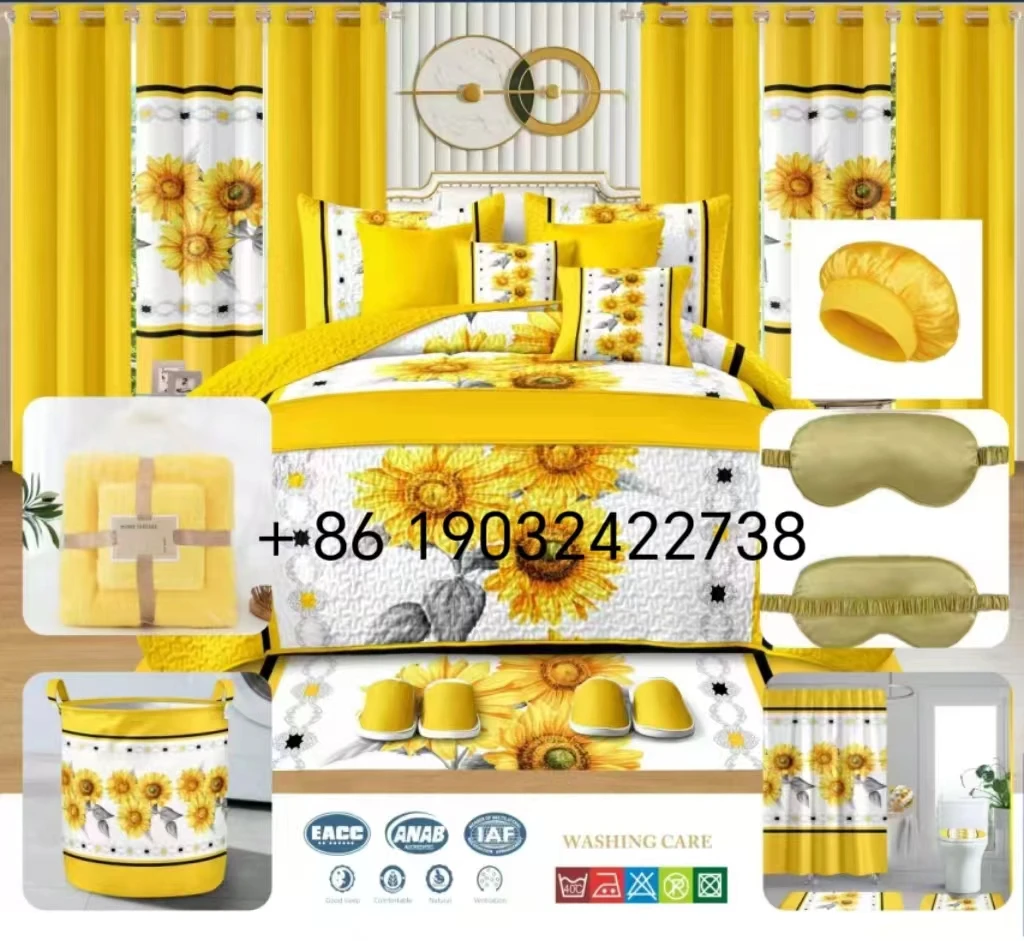 Wholesale Luxury 30 PCS Bedding Set Yellow Bedspread Pink Bedspread 12 PCS 24 PCS Bed Sheet Blanket drap de lit dessus de lit