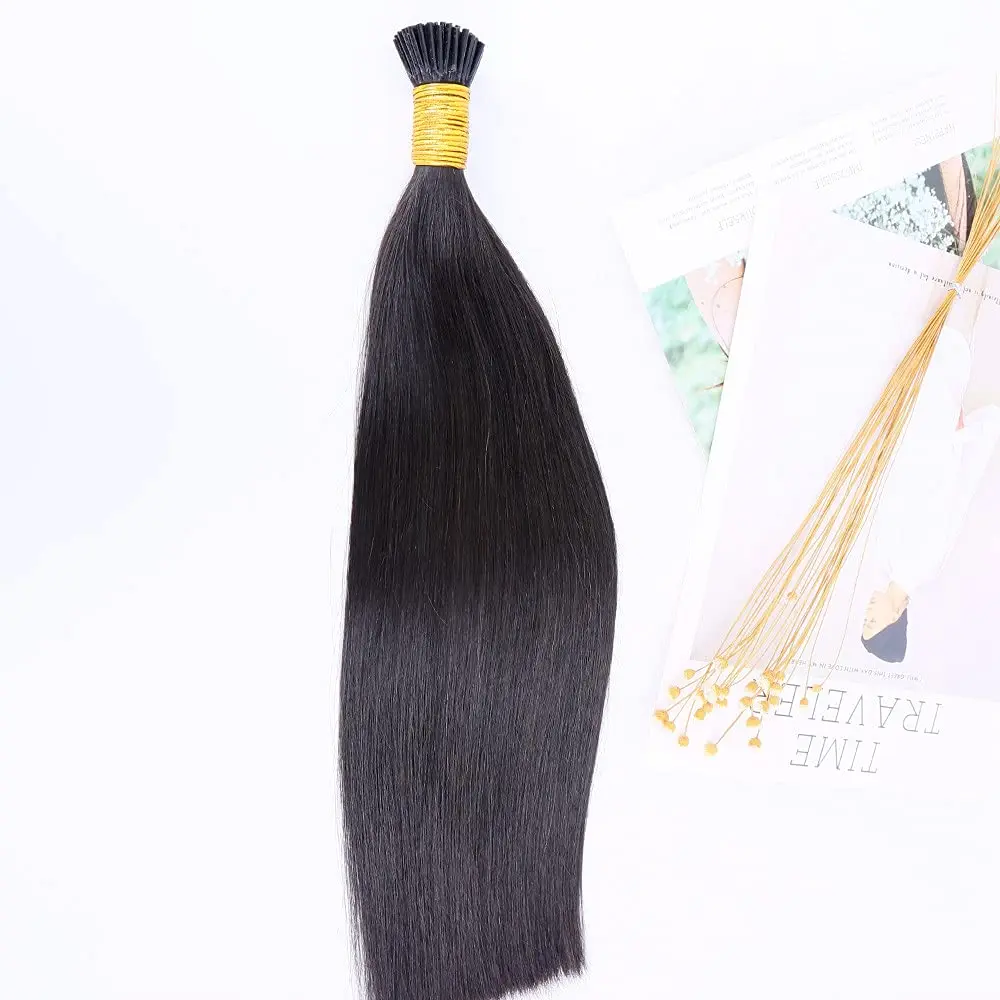 Double Drawn cuticle aligned remy virgin raw hair manufacturer 100% i tip human hair extensions