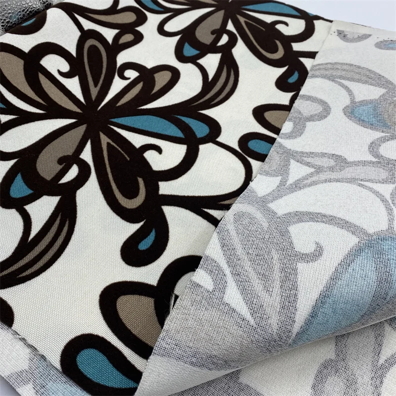 Shrink resistant linen look damask flocking sofa cover fabric