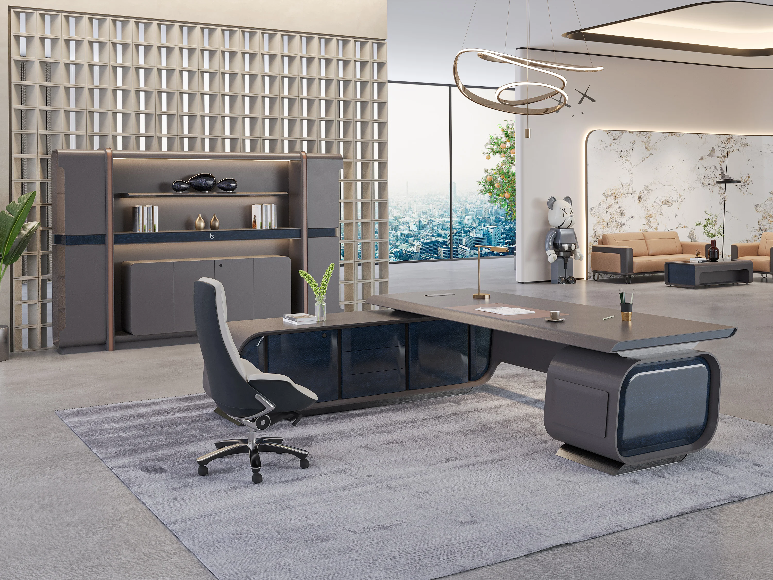 Hot Modern Wooden Executive Desk (designed for CEOs) is a custom-made L-shaped luxury table, specifically crafte for 10 years