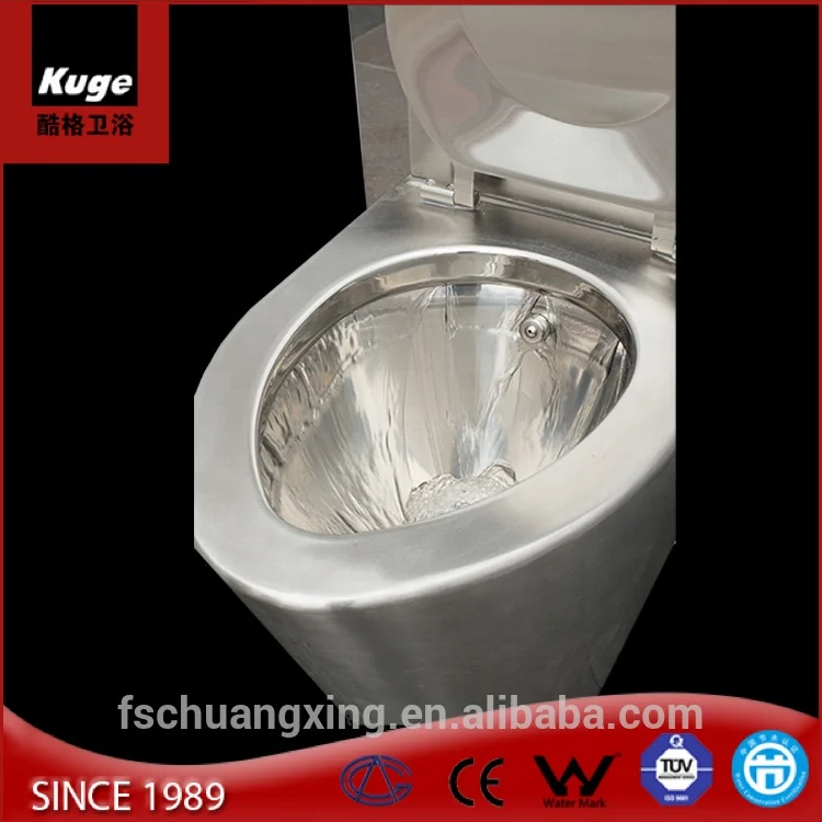 Kuge heavy duty grade metal floor mount toilet public amenities train stainless steel wc toilet bowl