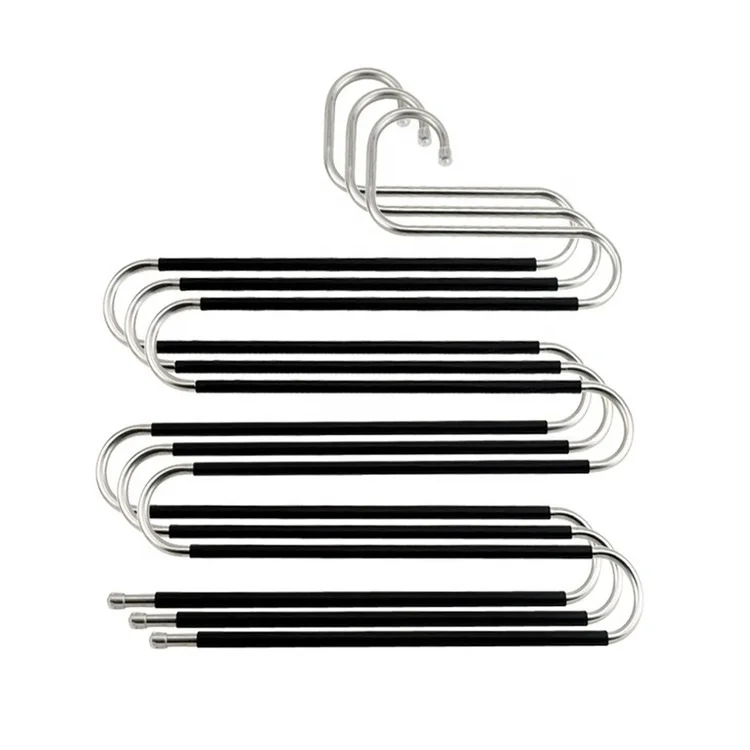 LM2031-B  Multifunction 5 layer S shape space saving cloth hanger,strong metal clothes scarf pants hanger