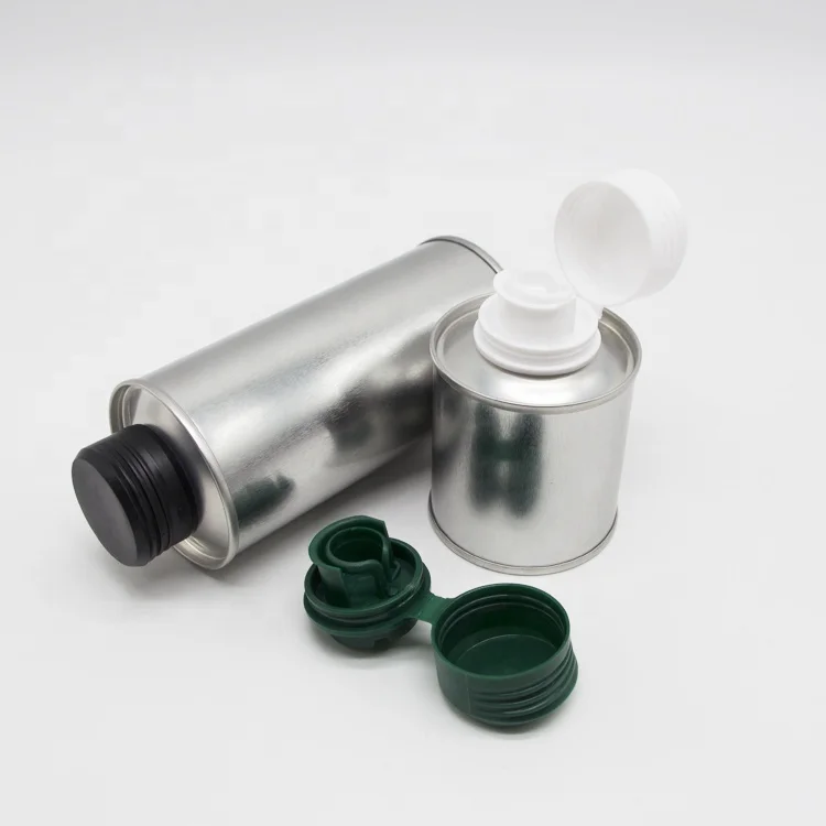 250ml 500ml round tin can olive oil empty tin can with plastic cap