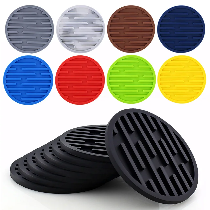 Unbreakable Custom Logo Round Shape Coffee Cup Mat Coaster Silicone Coasters Coasters for Drink Non-slip Soft Silicon Waterproof