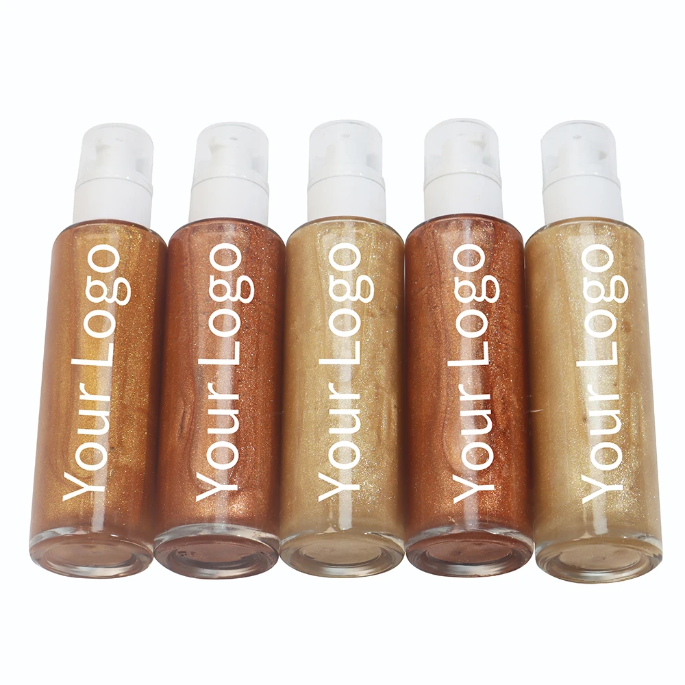 Wholesale Cruelty Free Vegan Private Label Makeup Face Shimmer Liquid Highlighter Contour Body Bronzer Oil