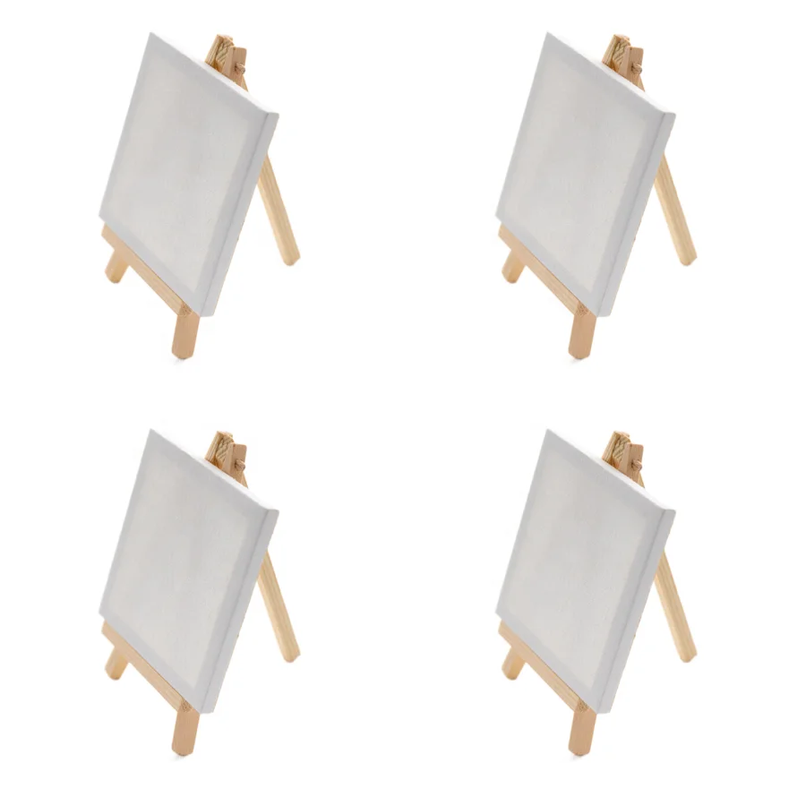 Keep Smiling Waterproof Painting Mini 10*10 Cm Canvas Art Boards Panel With Wooden Easel