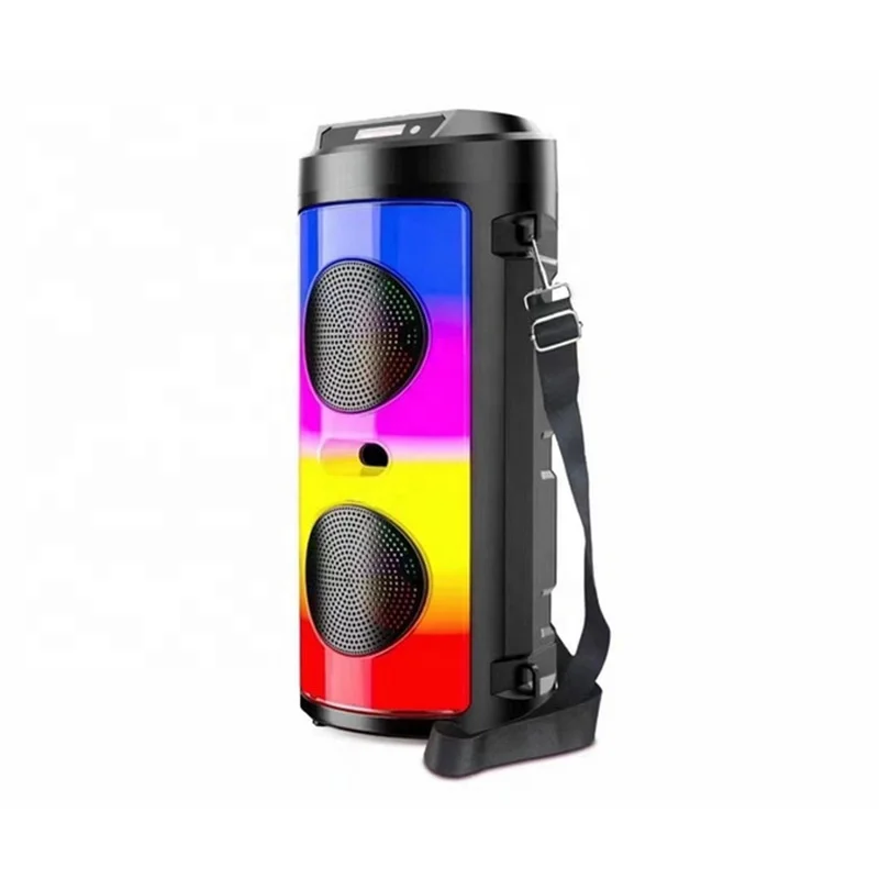 Double Ultras Drivers Rgb Flame Portable Speaker with Mic FM Radio Tf Card Tws Hi-fi Big Trolley Desktop Audio Sound Speaker