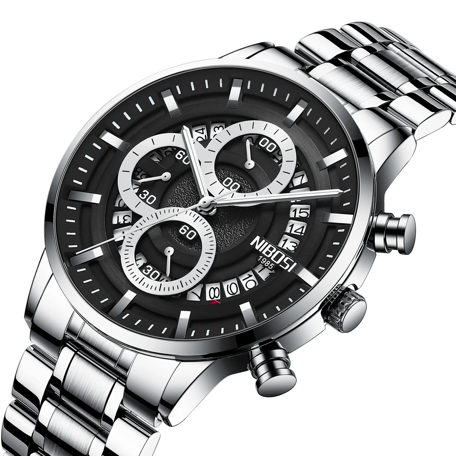 Luxury Watch Strap Wristwatch NIBOSI 2369 Movt Quartz Watch Stainless Steel reloj