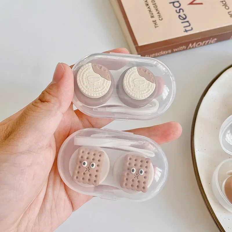 1Pcs Cartoon Contact Lens Case Women Cute Cartoon Cat Bear Color Lens Containers Portable Travel Set Eye Lenses Storage Box