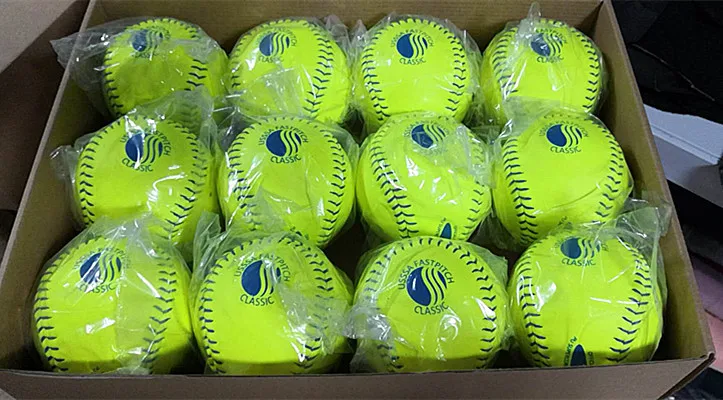 11 inch 12 inch split leather  Polyurethane core softballs raised seam professional USSSA  fastpitch softball balls for game