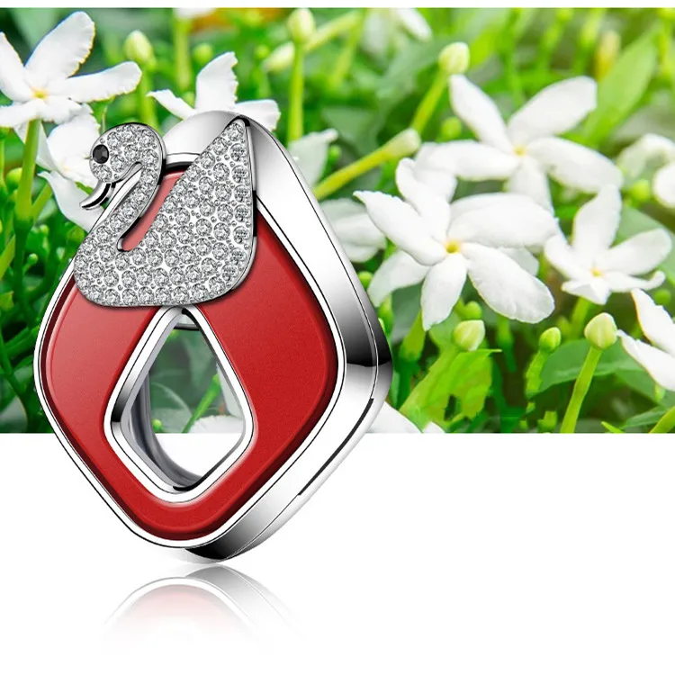 OEM Special Fashion Exquisite Arts Crafts Gift Texture Diamond Swan Design Fragrance Air Freshener Air Outlet For Car Use